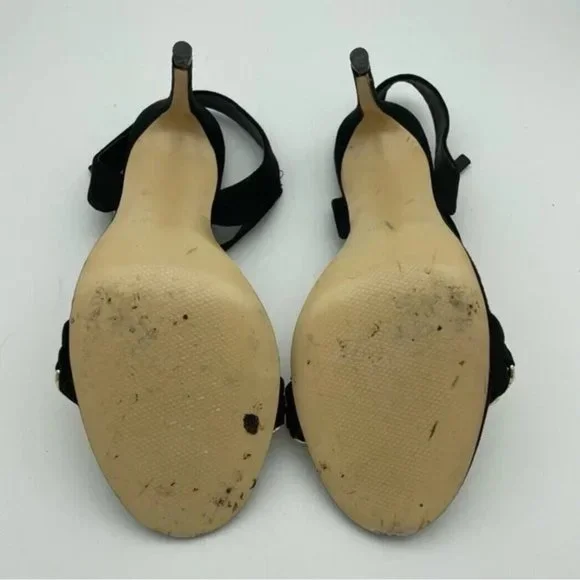 SOLD Zara Black Gold New High Heeled with Chain Sandals,  Sz 8/39 - Picture 8 of 11